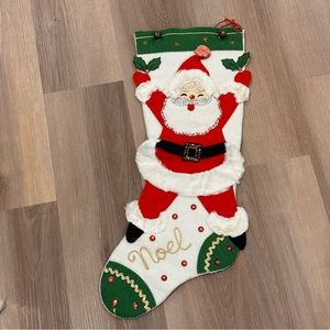 Vintage Santa Felt Stocking Large Sequins